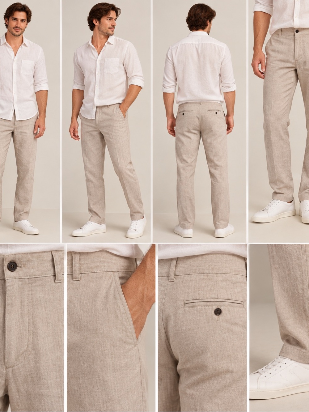 MNG Mango Man Oyster Slim Fit 100% Linen Trousers Men’s 36 NWT